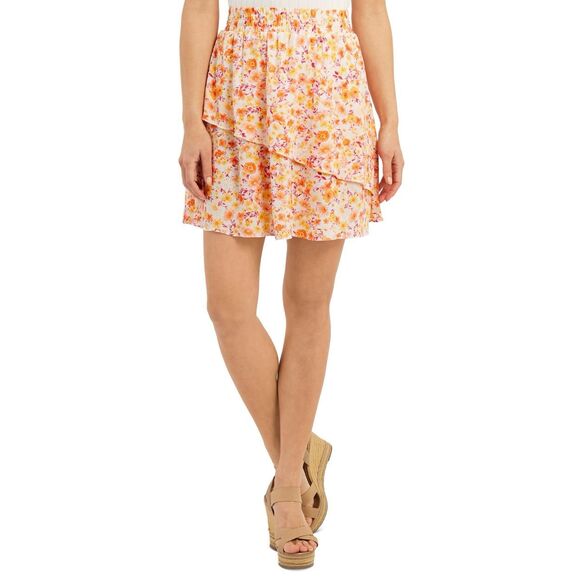 Bcx Juniors' Tiered Mini Skirt - Sunset Floral Size M - Picture 1 of 3